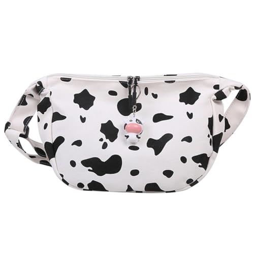 FRCOLOR Damen Canvas Umhängetasche mit Kuhmuster Leichte Schultertasche mit Großer Kapazität für Alltag Schule und Arbeit Modische Kleine Crossbody Bag Langlebiges Material für von FRCOLOR