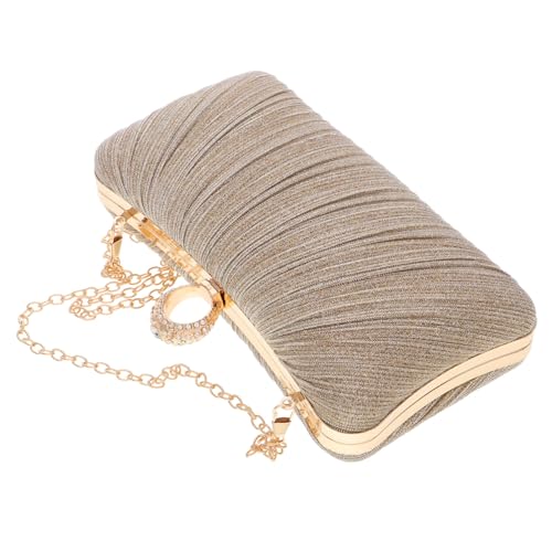 FRCOLOR Damen Clutch Tasche mit Falten Design Glänzende Abendtasche für Hochzeit Party und Bankett Umschlaghandtasche Vielseitige Handtasche für Damen Goldfarben von FRCOLOR
