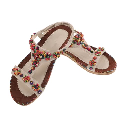 FRCOLOR Strandsandalen Für Damen Im Boho-stil Flach Mit Rutschfester Sohle Atmungsaktiv Und Komfortabel Für Sommer Strand Und Reisen von FRCOLOR