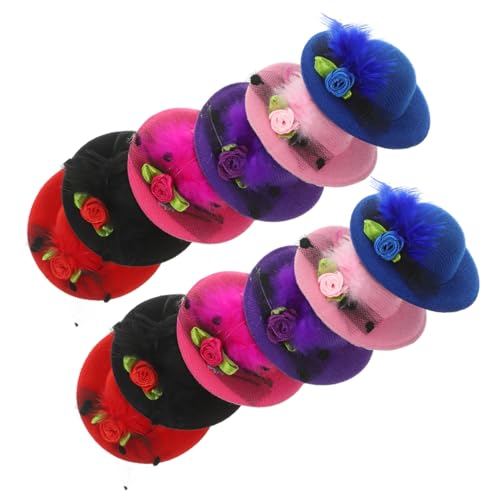 FRCOLOR 12stücke Damen Hut Haarspangen Aus Stoff Mit Netz Und Blumen Für Hochzeiten Partys Kostüme Leicht Und Angenehm Zu Tragen von FRCOLOR