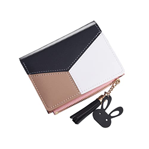 FRCOLOR Damen Geldbörse PU Multifunktionale Kurze Brieftasche mit Reißverschluss Fransen für Münzen Karten Kleingeld Tragbar von FRCOLOR