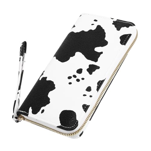 FRCOLOR Damen Geldbörse aus PU Kleine Kompakte Geldbörse mit Mehreren Fächern Tragbare Clutch mit Modischem Kuhmuster Langlebig und Vielseitig für Karten Münzen und Schlüssel von FRCOLOR