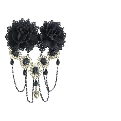 FRCOLOR Rosen Haarspange Damen Gothic Haarschmuck mit Quasten Spitzen Haarnadel für Hochsteckfrisuren Haarclips für Frauen für Partys und Hochzeiten von FRCOLOR