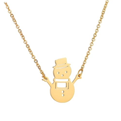 FRCOLOR Damen Halskette Schneemann Anhänger aus Hohl Gearbeitet Glatte Oberfläche Weihnachts Schmuck für Pullover Festliche Halskette als für Frauen und Mädchen von FRCOLOR