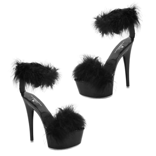 FRCOLOR Damen High Heels Sandalen mit Federverzierung Hoher Absatz Strapazierfähiges Obermaterial Atmungsaktiv und Komfortabel Geeignet für Elegante Outfits und Besondere Anlässe von FRCOLOR