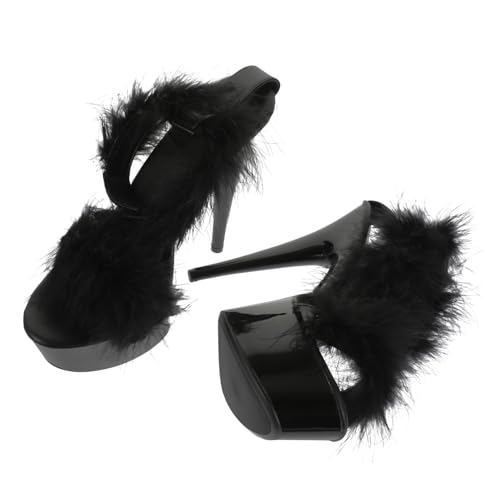 FRCOLOR Damen High Heels Sandaletten mit Hohem Absatz Rutschfest Modisch und Langlebig Geeignet für Sommerparty Freizeit und Outfits Schwarz von FRCOLOR