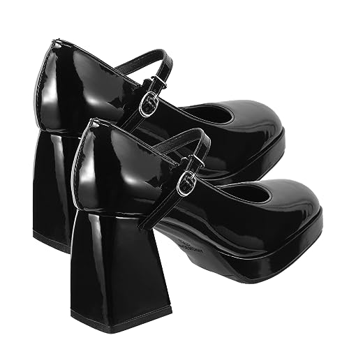 FRCOLOR Damen High Heels Schwarz aus Robuste Mary Pumps mit Blockabsatz Leicht und für Arbeit Party und Festliche Anlässe Schuhe für Frauen von FRCOLOR