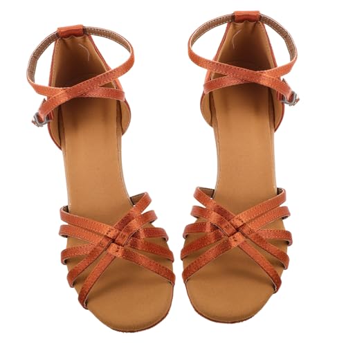 FRCOLOR Damen Latein Tanzschuhe Satin Open Toed High Heels mit Knotenriemen Ballroom Party Schuhe für Tanz und Festliche Anlässe von FRCOLOR