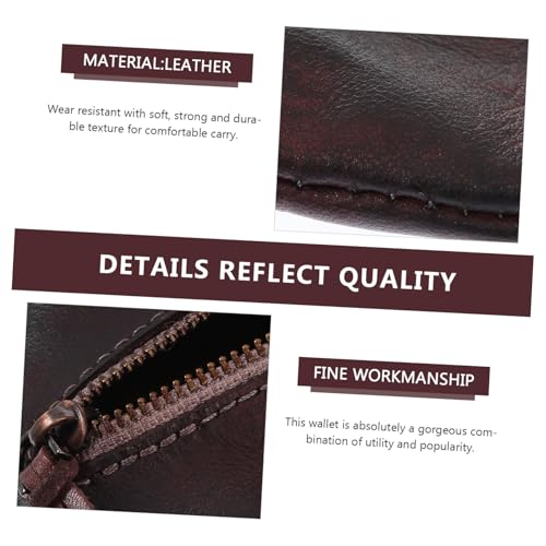 FRCOLOR Damen Portemonnaie Lederkleingeldbörse mit Reißverschluss Handgefertigt Robustes Material Kompakte Münztasche Stilvoller Kartenhalter für Alltag und Büro Tiefbraun von FRCOLOR