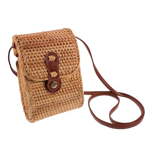 FRCOLOR Damen Rattan Umhängetasche Handgewebte Crossbody für Sommerausflüge Stylischer Schulterbeutel Natürlichem Material mit Klappbarem Deckel für Freizeit FRCOLOR Damen Rattan Umhängetasche Handgewebte Crossbody für Sommerausflüge Stylischer Schulterbeutel Natürlichem Material mit Klappbarem Deckel für Freizeit von FRCOLOR