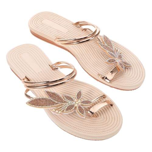 FRCOLOR Damen Sandalen Boho Maple Leaf Design Weiche Sommer Strandschuhe Rutschfest Flach Für Alltag Urlaub von FRCOLOR