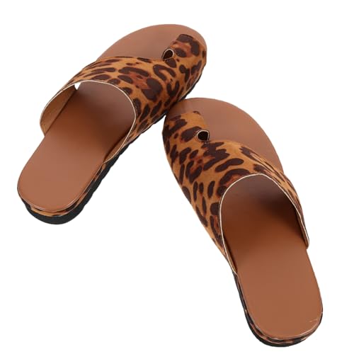 FRCOLOR Damen Sandalen Sommer Leopard Muster Atmungsaktiv Rutschfeste Sohle Leichte Beach Shoes Offene Zehen Elegant Bequeme Schuhe Für Große von FRCOLOR