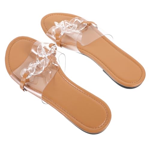 FRCOLOR Damen Sandalen Transparent Flach Sommer Sandaletten Atmungsaktiv Rutschfest Komfortabel Strand Schuhe Stilvoll Für Alltag und Urlaub von FRCOLOR