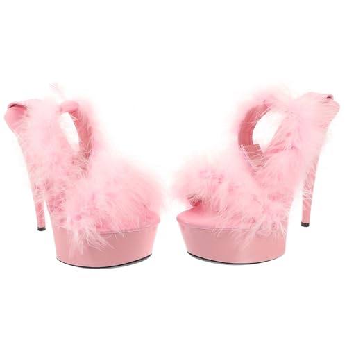 FRCOLOR Damen Sandalen mit Superhohem Absatz Rutschfeste Plateau-sandaletten Atmungsaktiv Strapazierfähig und Angenehm für Sommer und Besondere Anlässe Zufällige Farbe von FRCOLOR