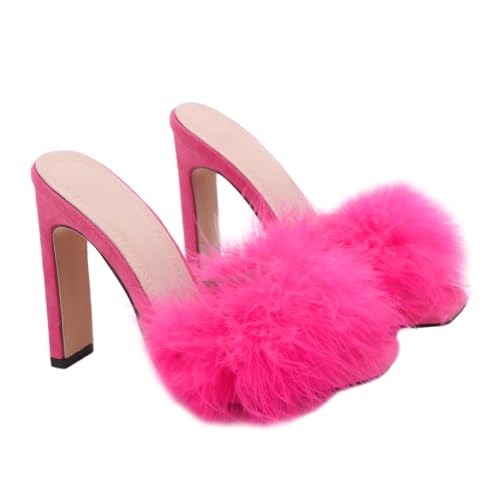 FRCOLOR Damen Sandaletten mit Stabilem Absatz Modische High Heels für Sommer Bequeme Outdoor Schuhe Chic Gestaltete Slipper für Stilvolle Auftritte Geeignet für Partys und Freizeit von FRCOLOR