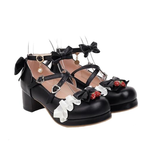 FRCOLOR Damen Single Shoes mit Schleifen Design Mittelhoher Absatz rutschfeste Sohle Atmungsaktive Innensohle Vielseitig für Arbeit Party und Alltag Schwarz FRCOLOR Damen Single Shoes mit Schleifen Design Mittelhoher Absatz rutschfeste Sohle Atmungsaktive Innensohle Vielseitig für Arbeit Party und Alltag Schwarz von FRCOLOR
