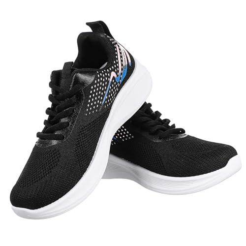FRCOLOR Damen Sneaker Atmungsaktive Sportschuhe mit Rutschfester Sohle Mesh Laufschuhe Gym Fitnessschuhe für Outdoor Volleyball Tennis Schwarz von FRCOLOR