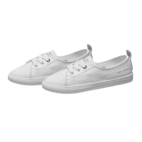 FRCOLOR Damen Sneakers Weiß Flache Sommer Schuhe Slip Leicht Atmungsaktiv Bequeme Freizeit Flattie für Alltag Freizeit von FRCOLOR
