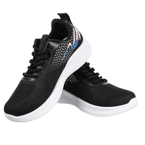FRCOLOR Damen Sportschuhe Atmungsaktive Sneaker Leichte rutschfeste Gym Schuhe mit Mesh Obermaterial Bequeme Vielseitig für Fitness Laufen Tennis Schwarz von FRCOLOR