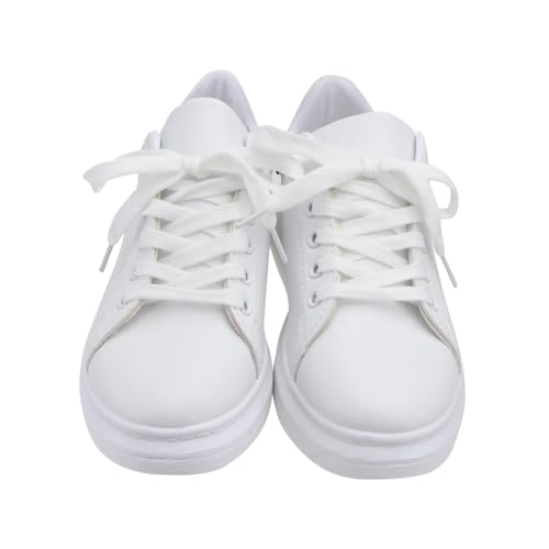 FRCOLOR Damen Sportschuhe mit Dicker Sohle Atmungsaktive rutschfeste Freizeit Sneaker Höhenverstellbare Laufschuhe für Training und Alltag Modische Bequeme Board Schuhe in Weiß schwarz von FRCOLOR