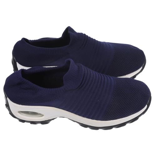FRCOLOR Damen Sportschuhe mit Luftpolster Atmungsaktiv Elastisch rutschfeste Sneaker für Alltag Fitness und Reisen Modisch Sockenähnlich in Dunkelblau von FRCOLOR