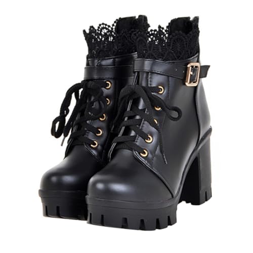 FRCOLOR Modische Kurze Damenstiefel Aus Pu Leichte Stiefel Mit Niedrigem Und Hohem Absatz Bequeme Schuhe Für Jeden Anlass von FRCOLOR