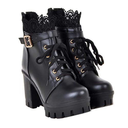 FRCOLOR Kurze Damenstiefel Mit Hohem Absatz Modische Schuhe Aus Pu Leicht Tragbar Und Angenehm Für Jeden Anlass von FRCOLOR