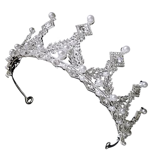 FRCOLOR Damen Strasskrone Tiara für Hochzeiten und Partys Haarschmuck Accessoire Imitationsperlen und Funkelnden Rhinestones Leicht zu Tragen für Besondere Anlässe von FRCOLOR