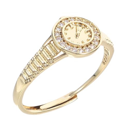 FRCOLOR Damenuhren Süße Uhr Schmuck Uhren Für Frauen Fingeruhr Schmuckzubehör Fingeruhren Uhr Ringuhr Ringschmuck Verstellbarer Ring Schmuck Fingerringe Golden von FRCOLOR