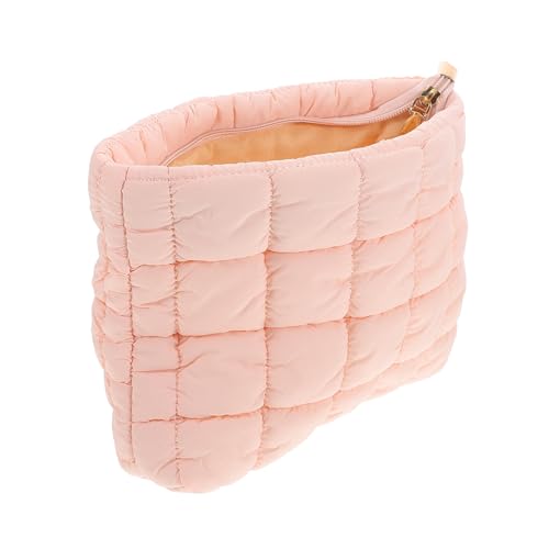 FRCOLOR Gesteppte Schminktasche Mit Kissen Flauschige Reißverschlusstasche Süße Kulturtasche Für Reise Kleine Tasche Für Accessoires Ästhetische Schminktasche Für Frauen von FRCOLOR