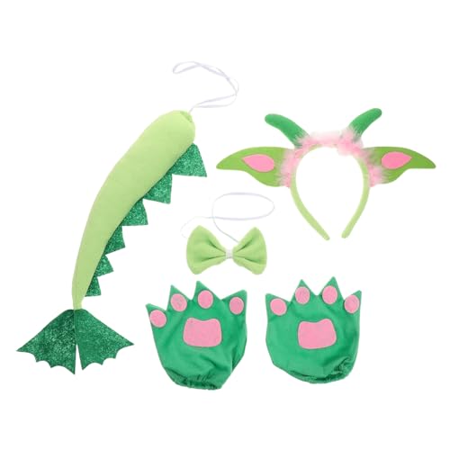 FRCOLOR Dinosaurier Kostüm Plüsch Haarreif mit Fliege und Handschuhen Weiches Bequemes Party Accessoire für Halloween Mottofeste und Rollenspiele Leicht und Vielseitig Einsetzbar von FRCOLOR