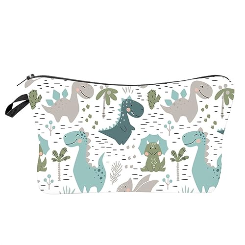 FRCOLOR Dinosaurier Make up Tasche Tragbare Kosmetiktasche Für Damen Aus Polyester Mit Einzigartigem Druck Kompakt Und Geräumig Für Reisen Fitnessstudio Camping Und Alltag von FRCOLOR