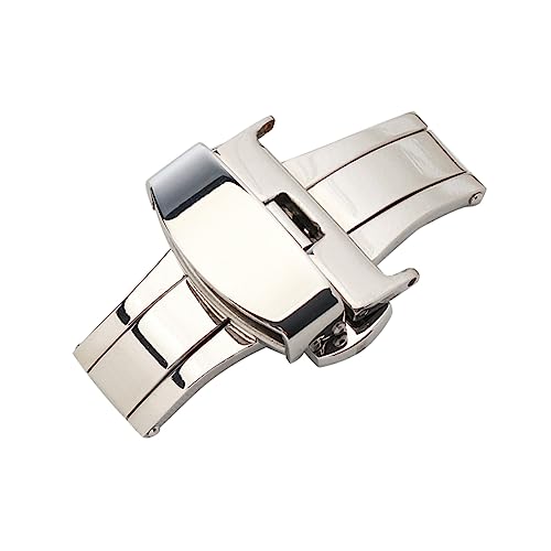 FRCOLOR Doppel Drücker Faltschließe für Lederarmband Robuste Uhr Zubehör Polierte Oberfläche Kompatibel mit Dicken Armbändern Langlebiger Verschluss für Herren und Damen von FRCOLOR