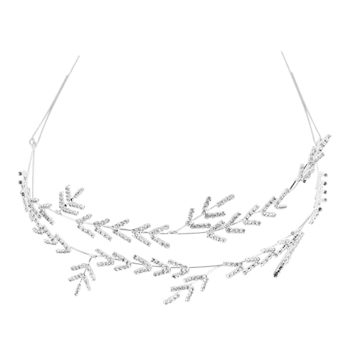 FRCOLOR Doppelschichtiges Haarband Zweig Braut Stirnband Strasssteine Hochzeits Haarteil Für Brautjungfern Und Bräute Hochzeitsaccessoires Silber von FRCOLOR