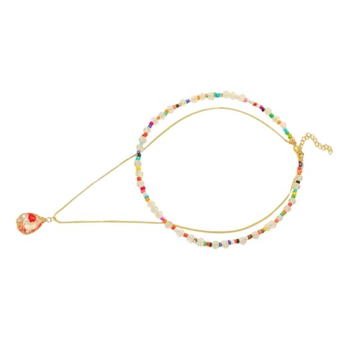 FRCOLOR Doppelstöckige Halskette mit Getrockneten Harz Damenkette Verstellbar Besondere Anlässe Alltägliche Outfits von FRCOLOR