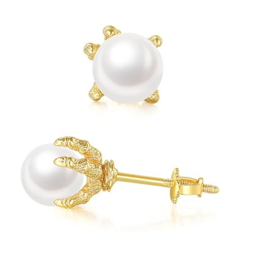 FRCOLOR Drachenkrallen Ohrstecker mit Weißen Perlen Herren Piercing Studs Modische Statement Ohrringe Eleganter Schmuck für Party Hochzeit von FRCOLOR