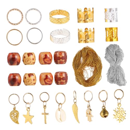 FRCOLOR Dreadlocks Ringe Set Haar Und Kreative Haar Flecht Ringe Für Dreads Und Zöpfe Haarschmuck Zubehör Für Damen Und Herren von FRCOLOR
