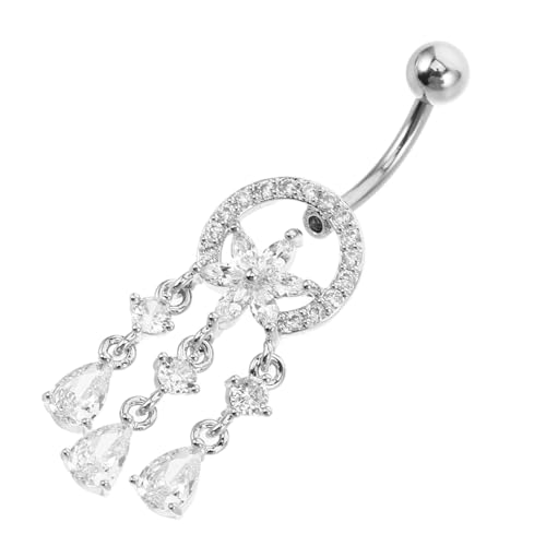 FRCOLOR Edelstahl Bauchnabelpiercing Design Hautfreundlicher Bauchnabelring Damen Nabelschmuck Strapazierfähiger Bauchnabelpiercing Schmuck für Alltag und Party von FRCOLOR