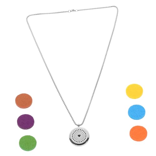 FRCOLOR Edelstahl Herz Anhänger Aromatherapie Diffuser Halskette für Damen Dekorativer Öffentlicher Duftanhänger mit Baumwollpad als für Frauen Zufällige Farbe Zufällige Farbe von FRCOLOR