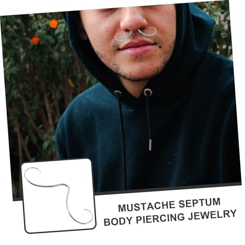 FRCOLOR Edelstahl Mustache Septum Nasenring Piercing Schmuck für Damen Vielseitig Tragbar Langlebig Glänzend Sicherer Sitz von FRCOLOR