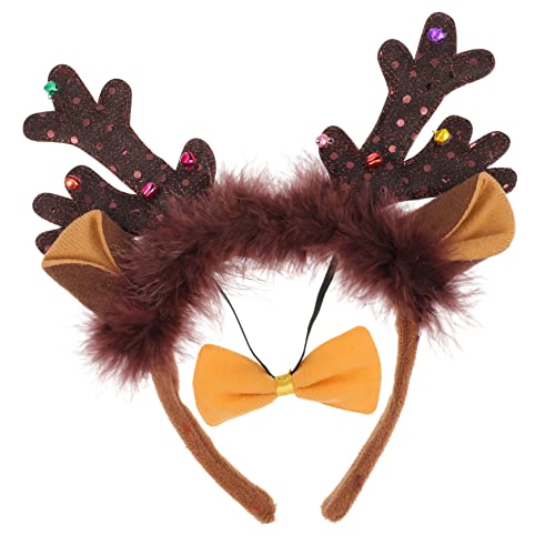 FRCOLOR Ein Set Weihnachts Haarreifen Mit Rentiergeweih Und Weihnachtsfliege Lustiges Party Accessoire Für Weihnachten Fotorequisiten Und Festliche Anlässe von FRCOLOR