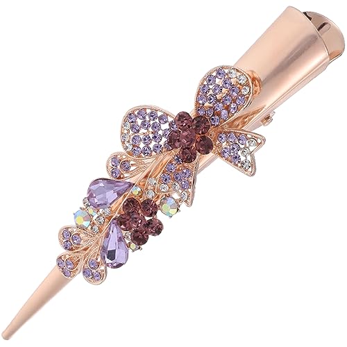 FRCOLOR Dekorative Haarspange Für Mädchen Entenschnabel-haarspange Für Mädchen Haarspangen Haarschmuck Für Die Hochzeit Strass-haarspange Clip-ins Violett Klipp Mode Fräulein Metall von FRCOLOR