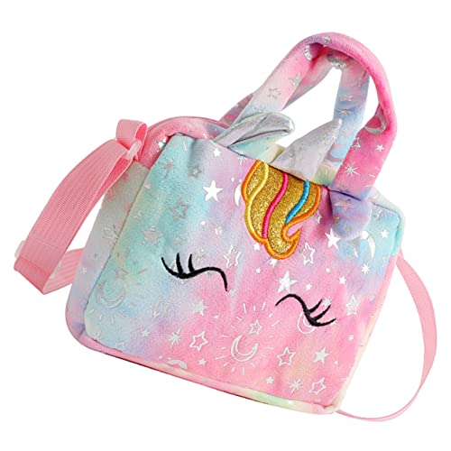FRCOLOR Einhorn Handtasche Aus Plüsch Süße Umhängetasche Für Mädchen Dekorative Tasche Mit Verstellbarem Schultergurt Zum Aufbewahren Von Taschentüchern Und Karten von FRCOLOR