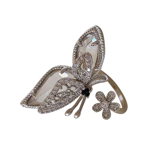 FRCOLOR Einstellbarer Damenring mit Schmetterlingsdesign Öffnungsring Langlebigem Kupfer Modischer Schmuck für Leicht für Unterschiedliche Outfits von FRCOLOR