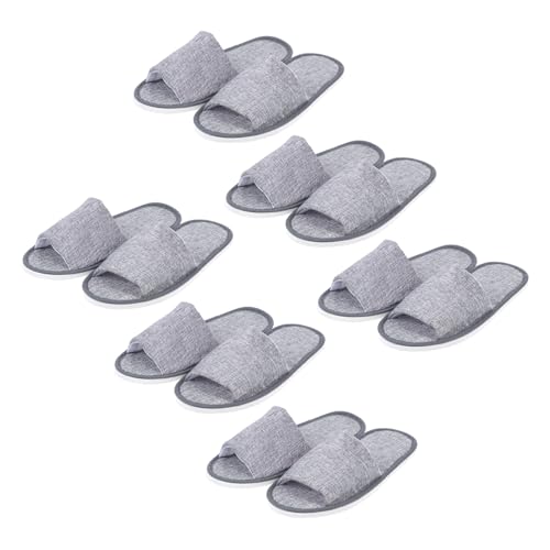 FRCOLOR Einweg Hausschuhe 6 Paar Hotel Hausschuhe Rutschfest Tragbare Pantoletten Für Damen Und Herren Atmungsaktive Stoffslipper Für Reisen Und Spa von FRCOLOR