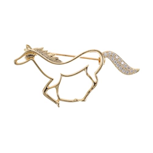 FRCOLOR Einzigartige Hohl-pferdebrosche mit Funkelndem Schweif Künstlerische Tierbrosche für Damen Eleganter Anstecker für Kleider Blazer und Schals Symbolträchtiges Schmuckstück für Büro von FRCOLOR