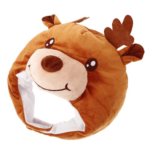FRCOLOR Elchkopfbedeckung Hut Hörner Lustiger Hut Plüsch Für Fell Weihnachten Weihnachtsstirnbänder, Weihnachtsmütze Weihnachtswintermütze Ohren Erwachsene Verrückt Mit Pp Baumwolle Braun von FRCOLOR