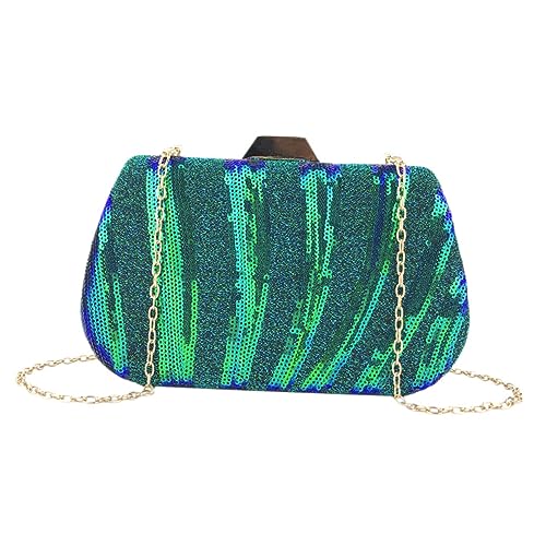 FRCOLOR Elegante Damen Abendtasche aus Synthetischem Material mit Grünen Pailletten Kreative Handtasche Mittlere Kapazität Strapazierfähig für Hochzeiten und Partys von FRCOLOR