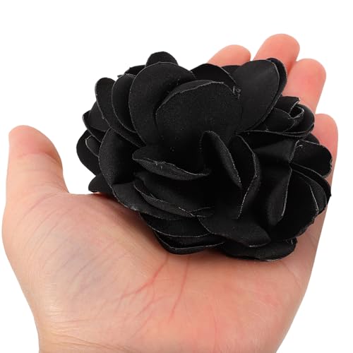 FRCOLOR Elegante Damen Rosen Brosche aus Stoff Kreative Blüten anstecknadel für Kleidung Hut Anzug und Rucksack Stilvoller Lapel Pin für Festliche Anlässe und Alltag Schwarz von FRCOLOR