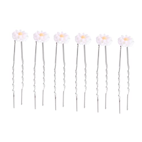 FRCOLOR 16-teiliges Gelbes Gänseblümchen-haarnadel-set Kunstharz-blumen-haar-accessoires Für Frauen Und Mädchen U-förmiges Haar Gänseblümchen-haarnadel Elegante Haardekorationen von FRCOLOR